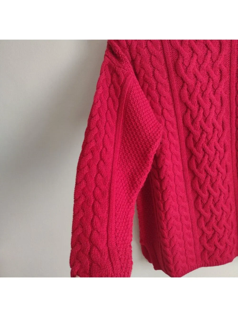 Aran Crafts Red Sweater XL NEW Wool Cashmere Cable Knit Fisherman Pullover NWT